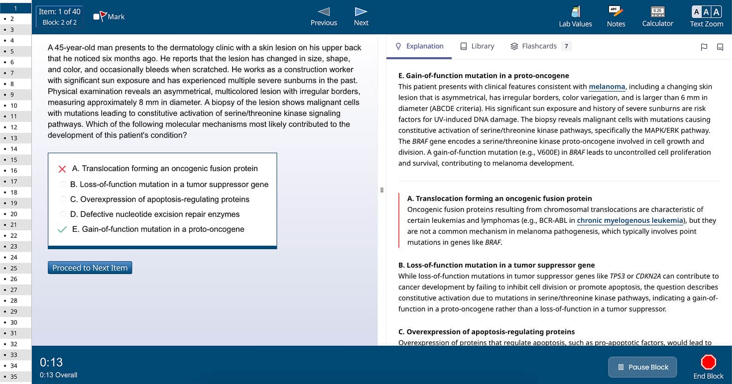 A screenshot of the Step & Shelf QBank featuring a screenshot of the QBank interface